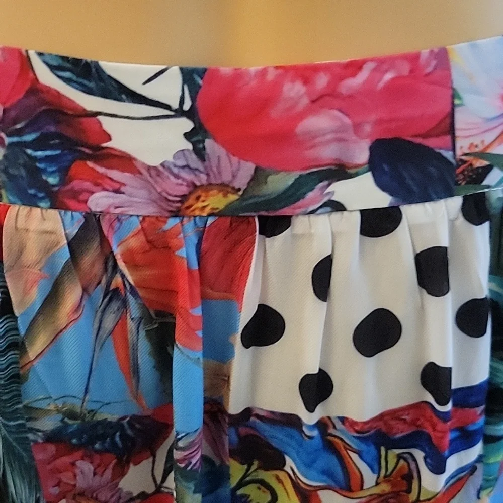Banjul Floral Patchwork Maxi Skirt in Pink, Blue, Green & White